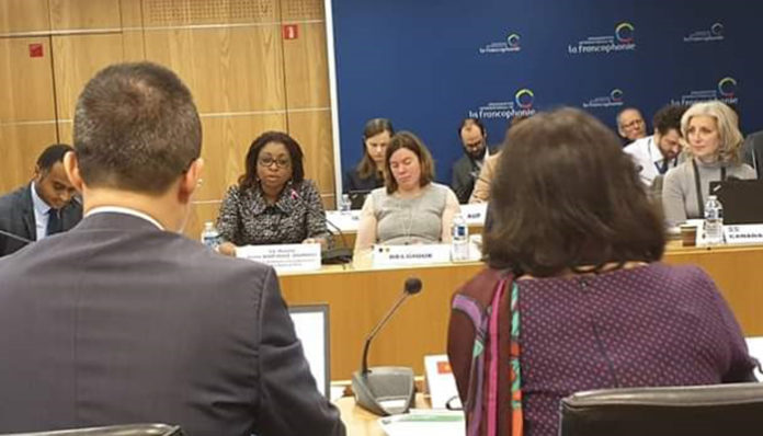 Aurélie Adam Soulé Zoumarou, Présidente du Réseau francophone des Ministres en charge de l'économie numérique au cours de son intervention